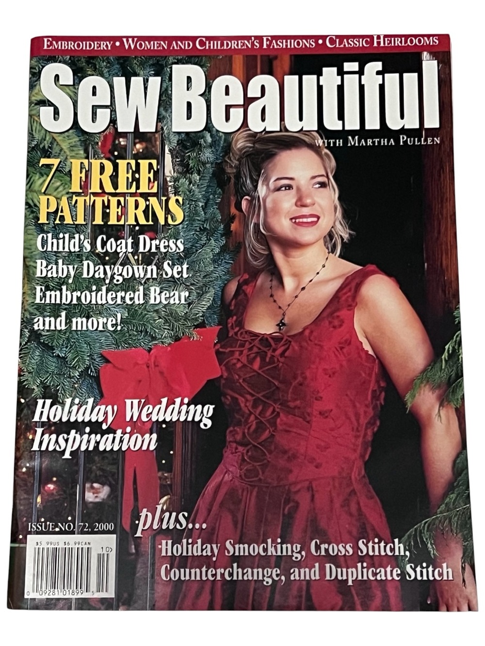 Sew Beautiful Magazine & Patterns 2000 #72 Holiday Smocking Sewing Wedding VTG